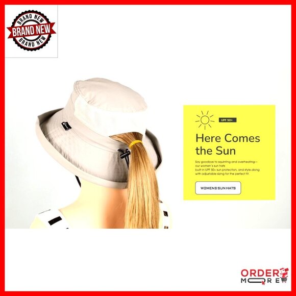 Wide Brim Bucket Sun Hat with Ponytail Hole UPF 50 Packable Travel main image 6
